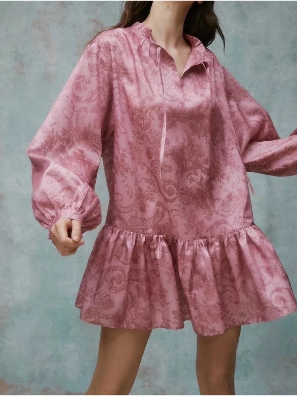 Urban Outfitters x Laura Ashley Anna Tie Neck Floral Jacquard Mini Dress